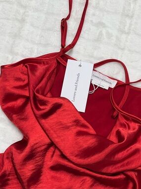 Lovers + Friends Scarlet Red Satin Cami top size S NWT Revolve